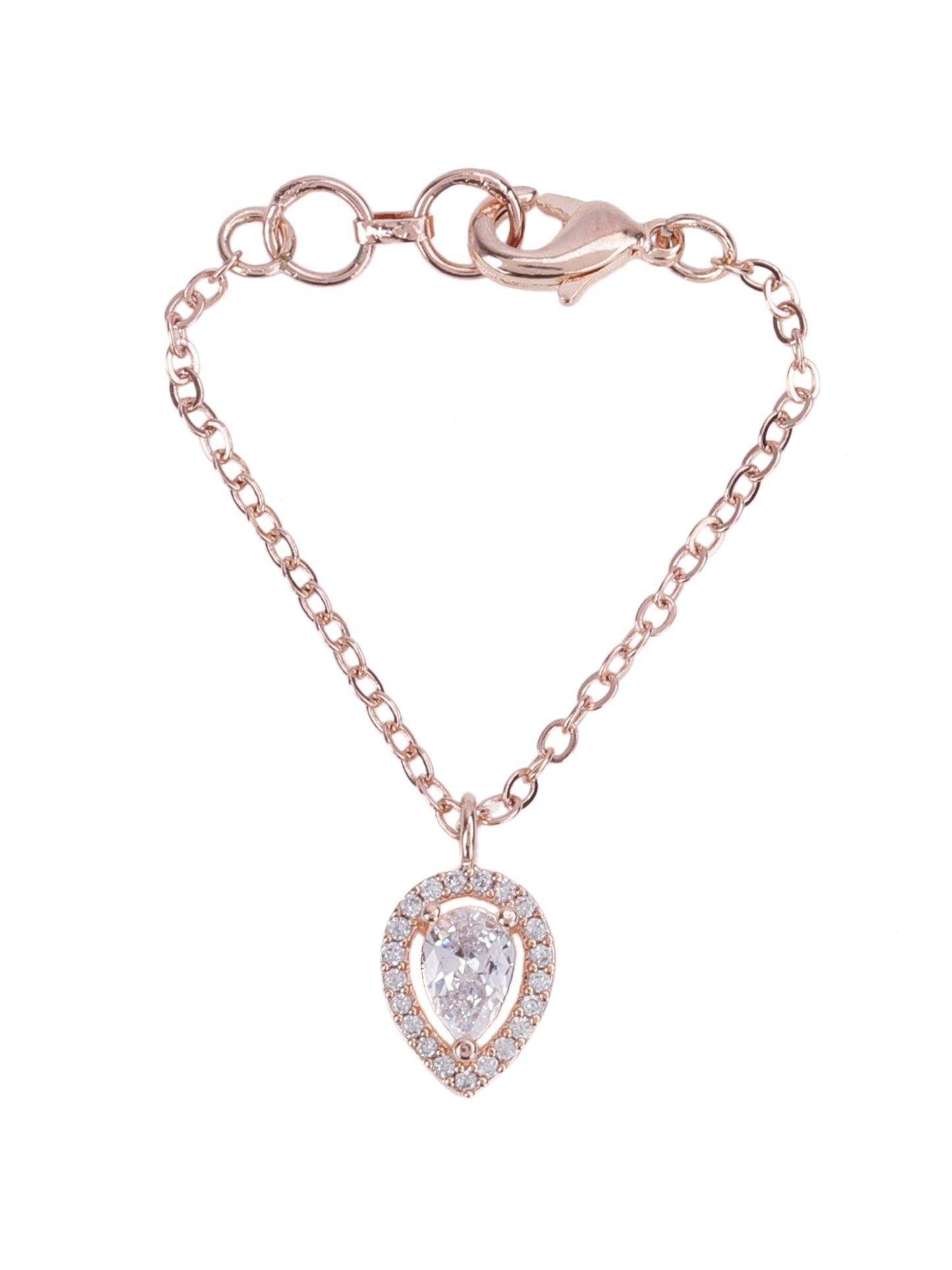 Pear Shape Solitaire CZ Watch Charm (Rose Gold)