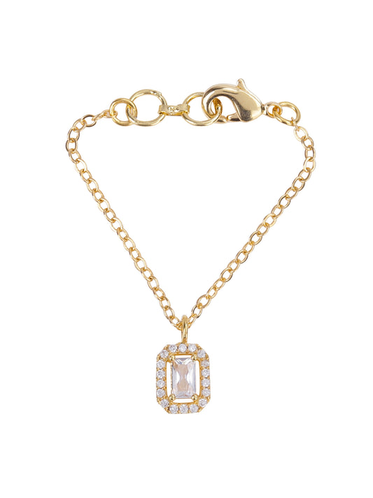 Rectangular Solitaire CZ Watch Charm (Gold)