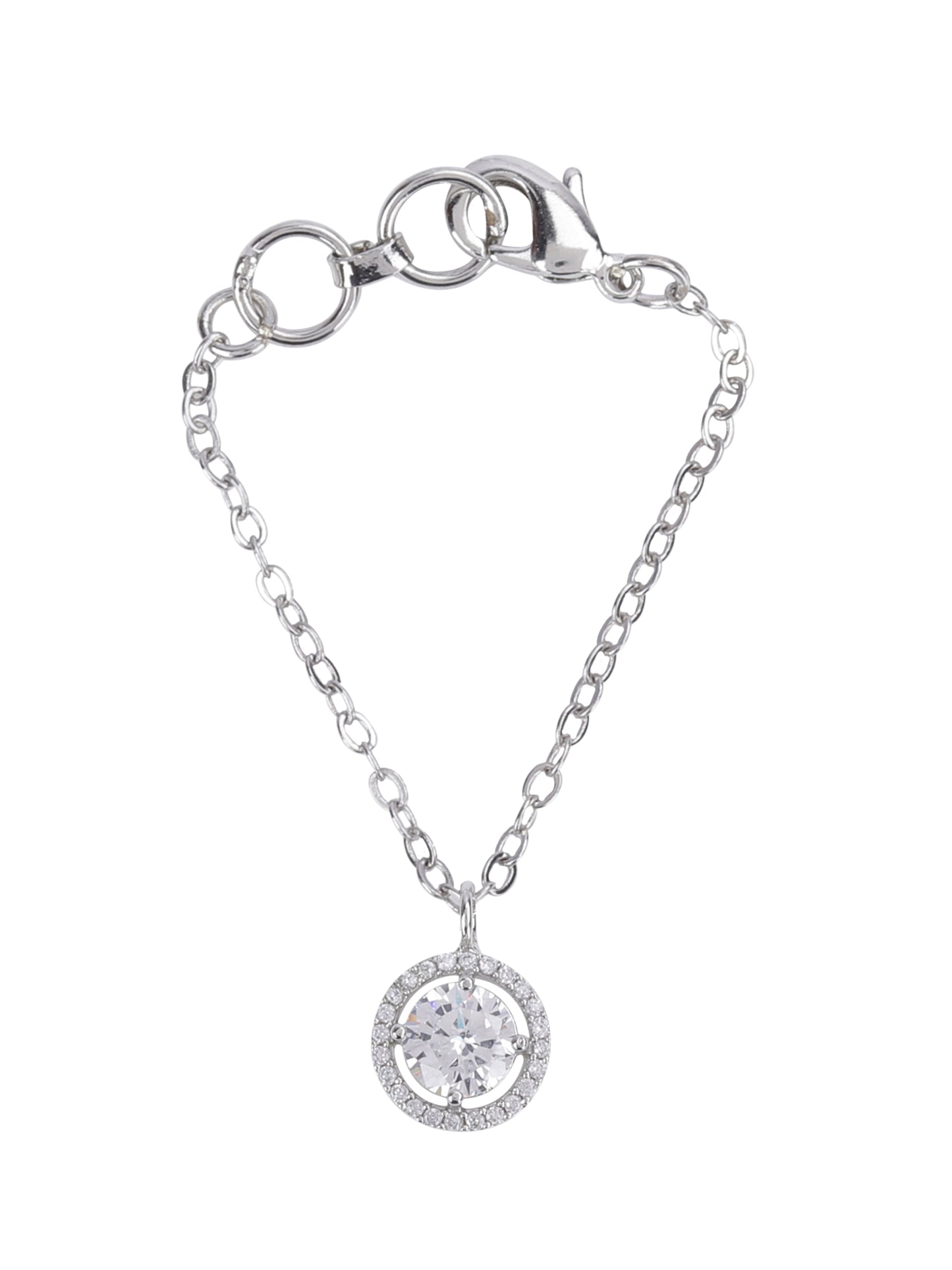 Round Shape Solitaire CZ Watch Charm (Silver)