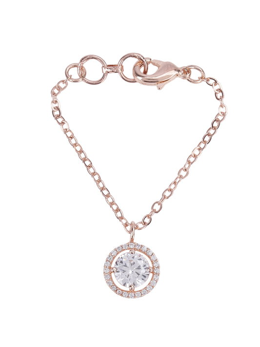Round Shape Solitaire CZ Watch Charm (Rose Gold)