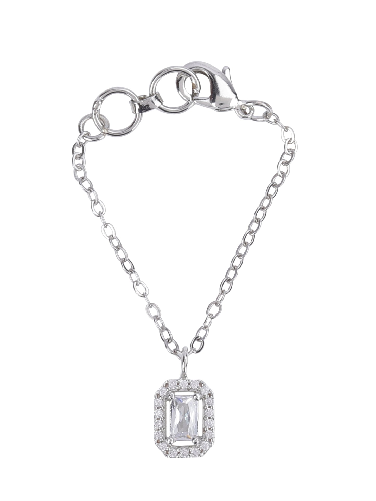 Rectangular Solitaire CZ Watch Charm (Silver)