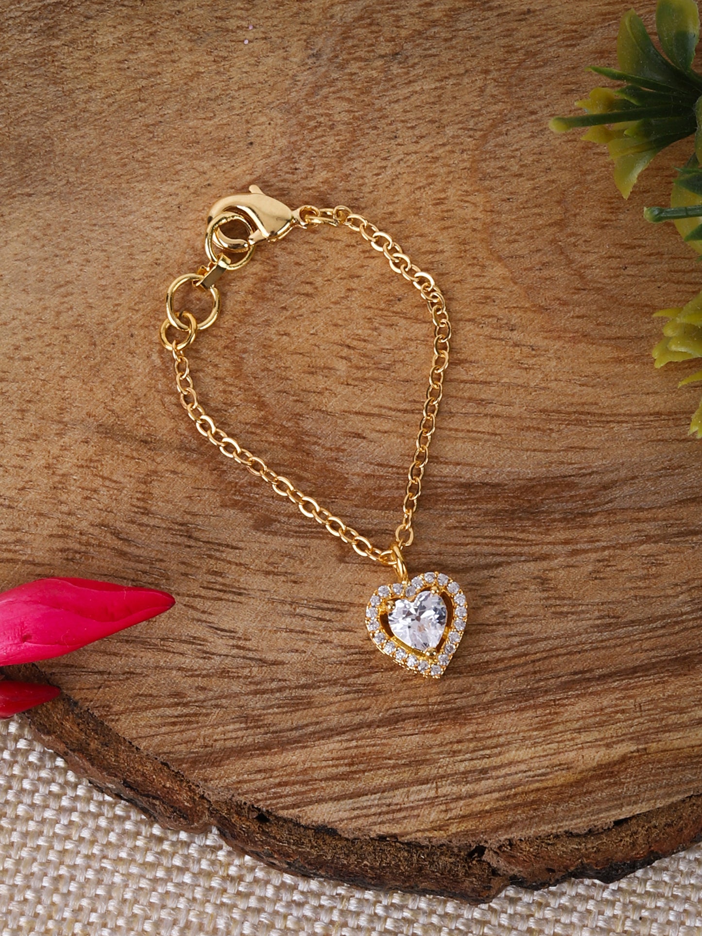 Heart Shape Solitaire CZ Watch Charm (Gold)