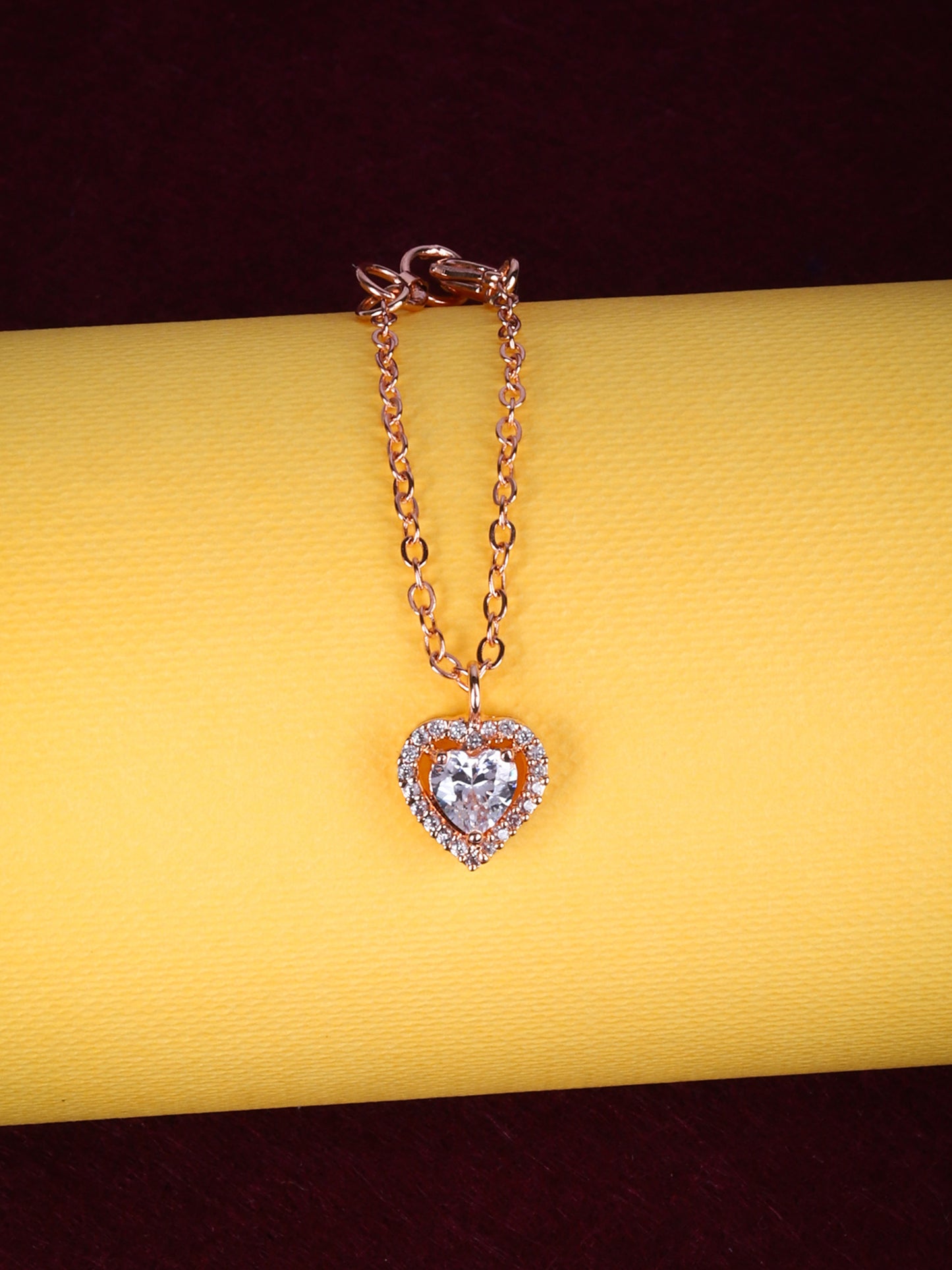 Heart Shape Solitaire CZ Watch Charm (Rose Gold)