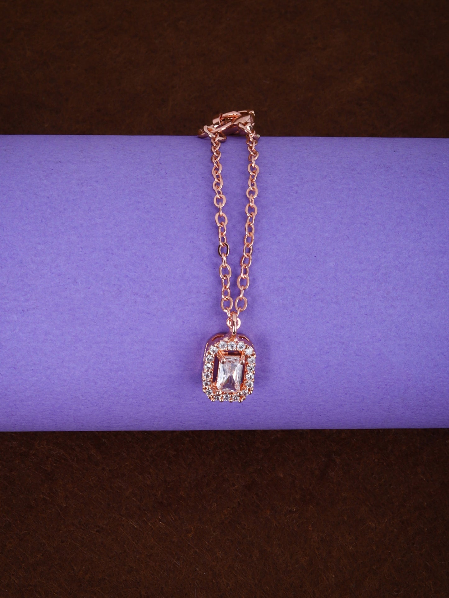 Rectangular Solitaire CZ Watch Charm (Rose Gold)
