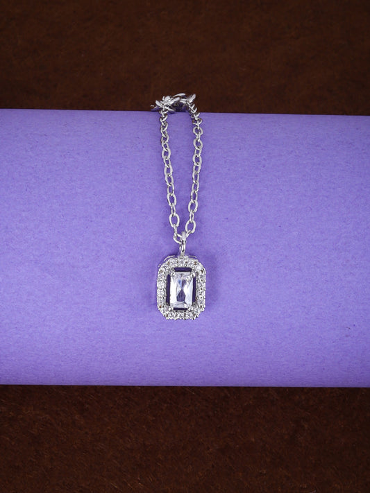 Rectangular Solitaire CZ Watch Charm (Silver)