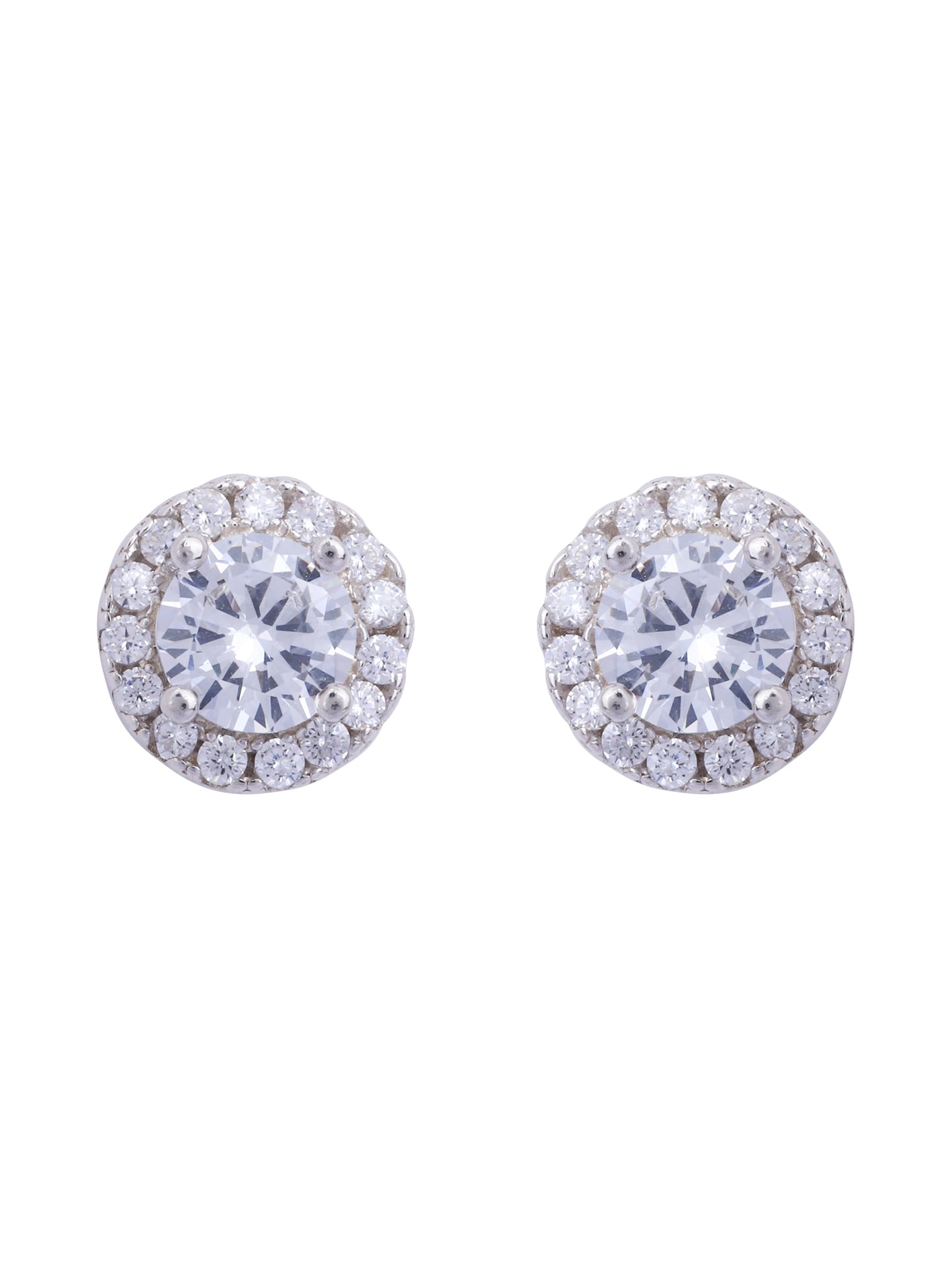 925 Sterling Silver CZ Round Studs