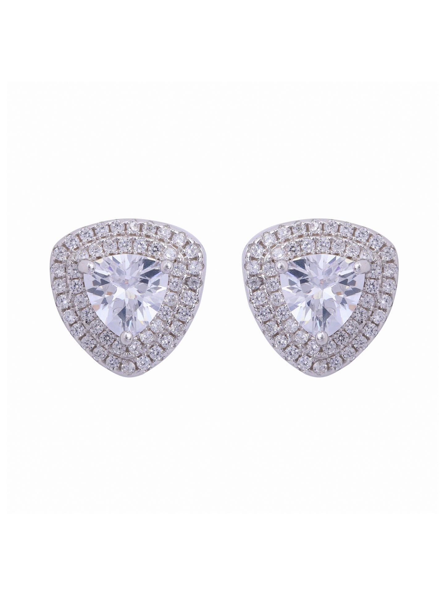 925 Sterling Silver Trillion Cut CZ Studs