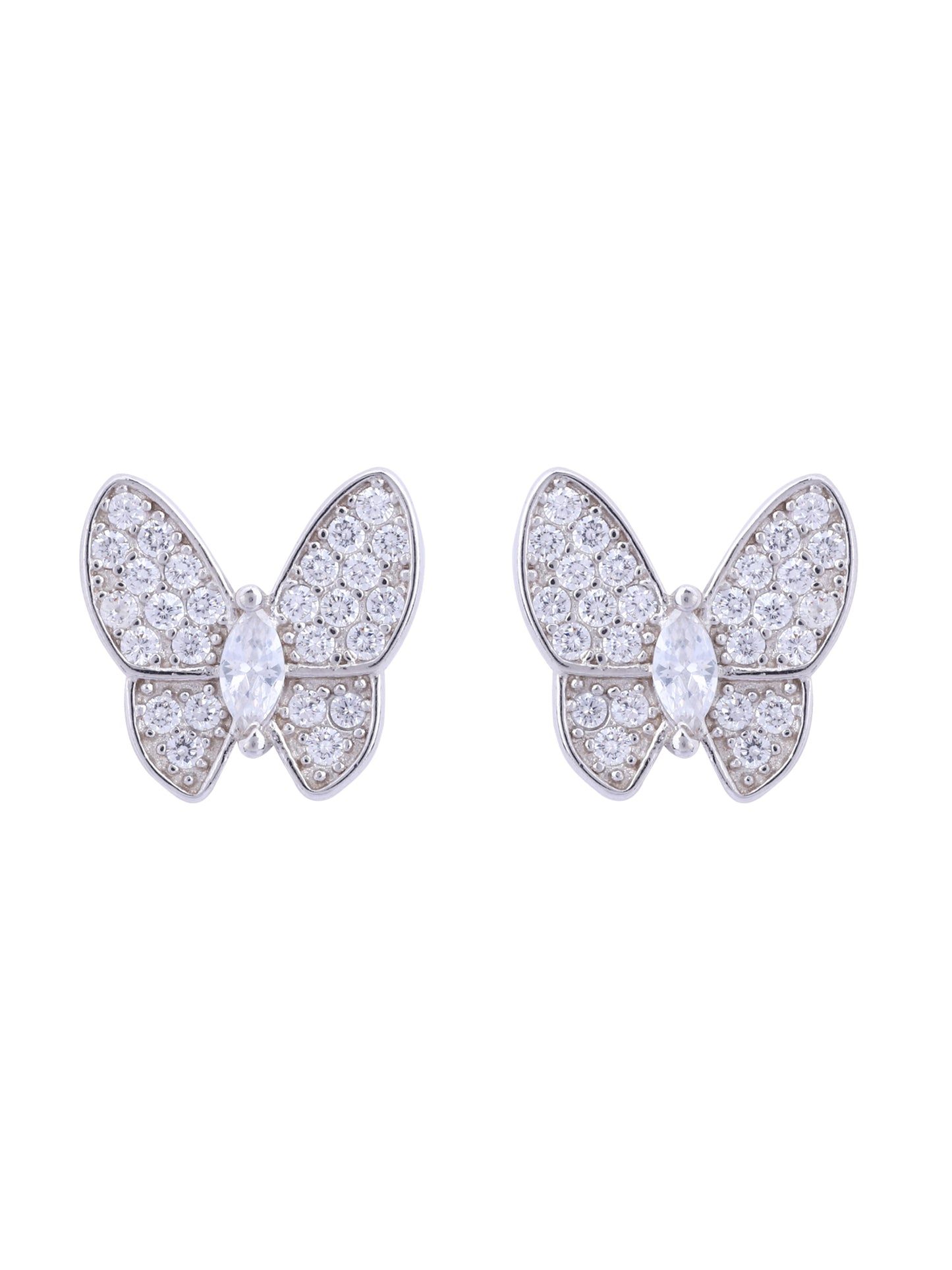 925 Sterling Silver CZ Butterfly Studs