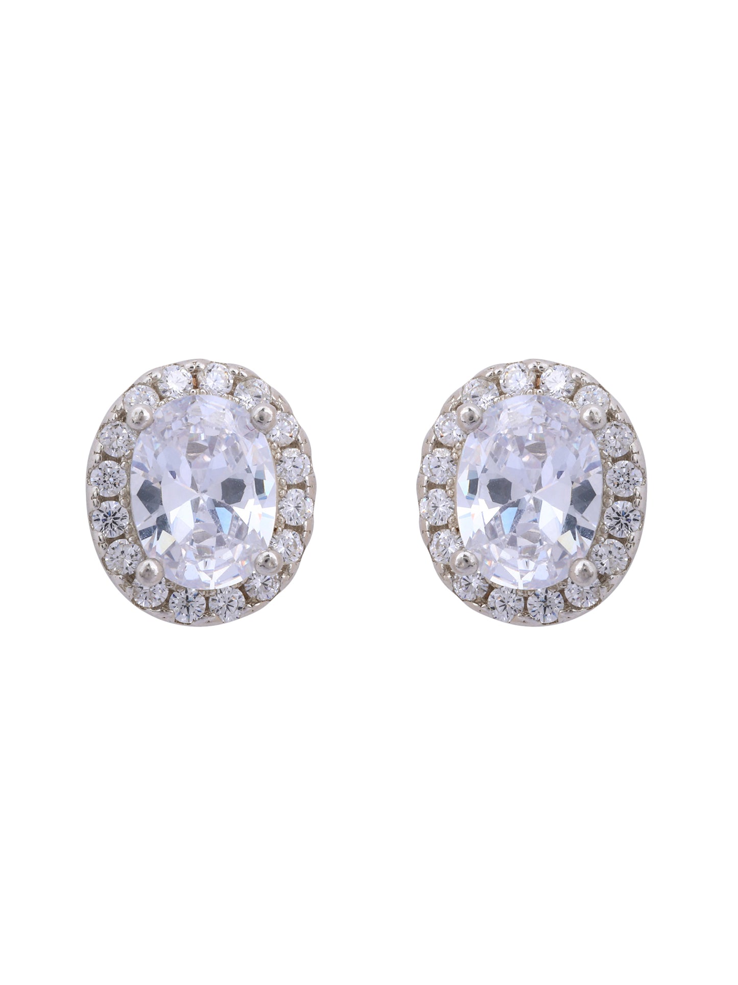 925 Sterling Silver Oval CZ Studs