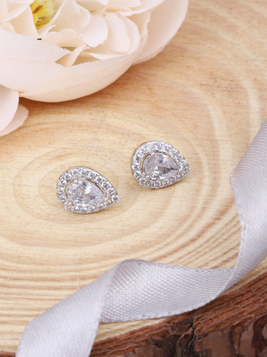 925 Sterling Silver Pear Shape CZ Studs