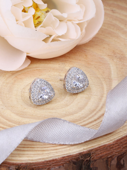 925 Sterling Silver Trillion Cut CZ Studs