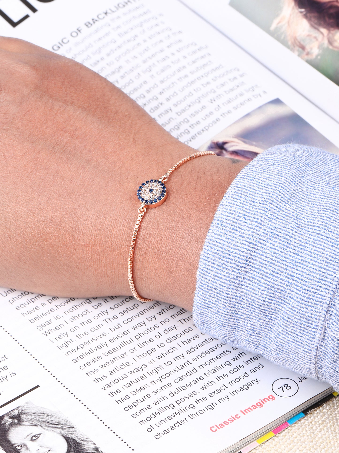 Evil Eye CZ Bracelet (Rose Gold)