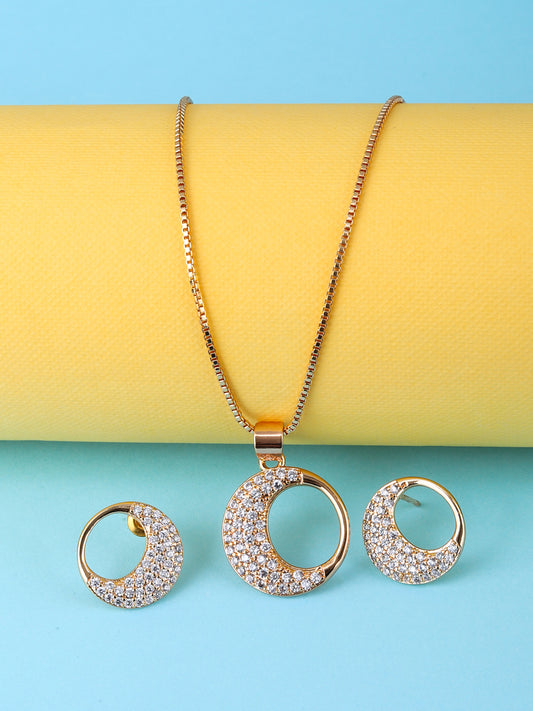 Crescent CZ Pendant Set