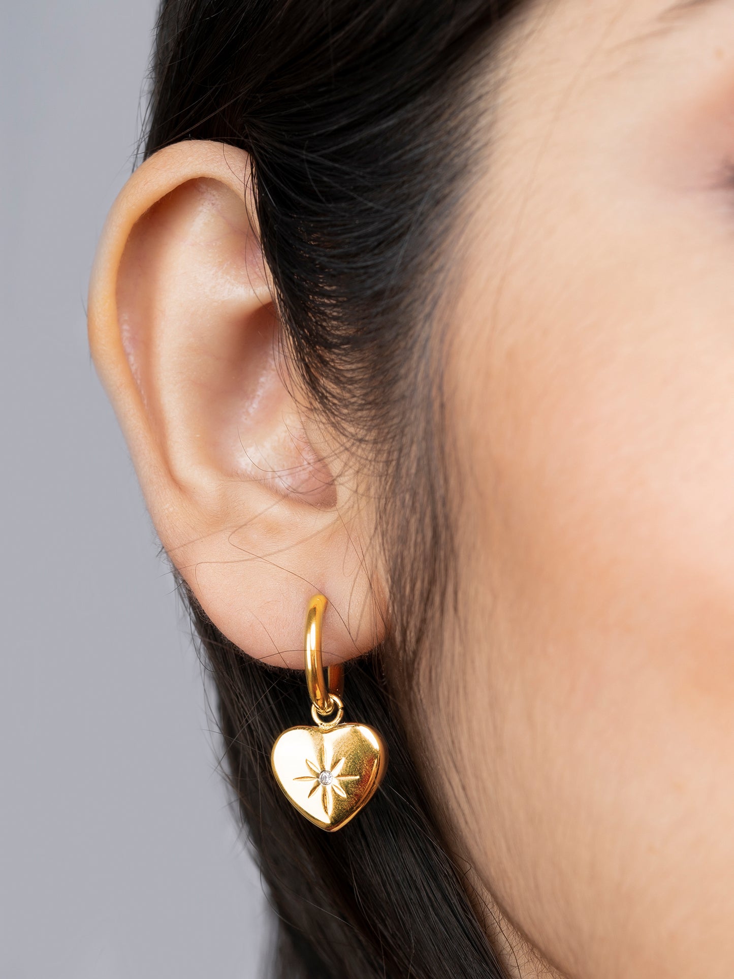 Golden Heart Drop Earrings