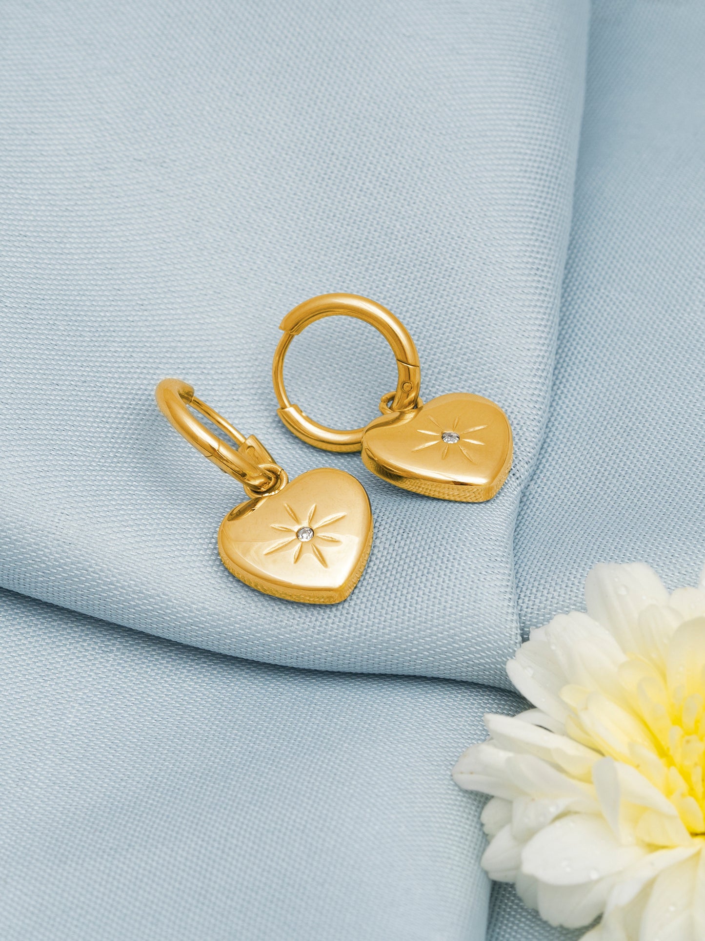 Golden Heart Drop Earrings