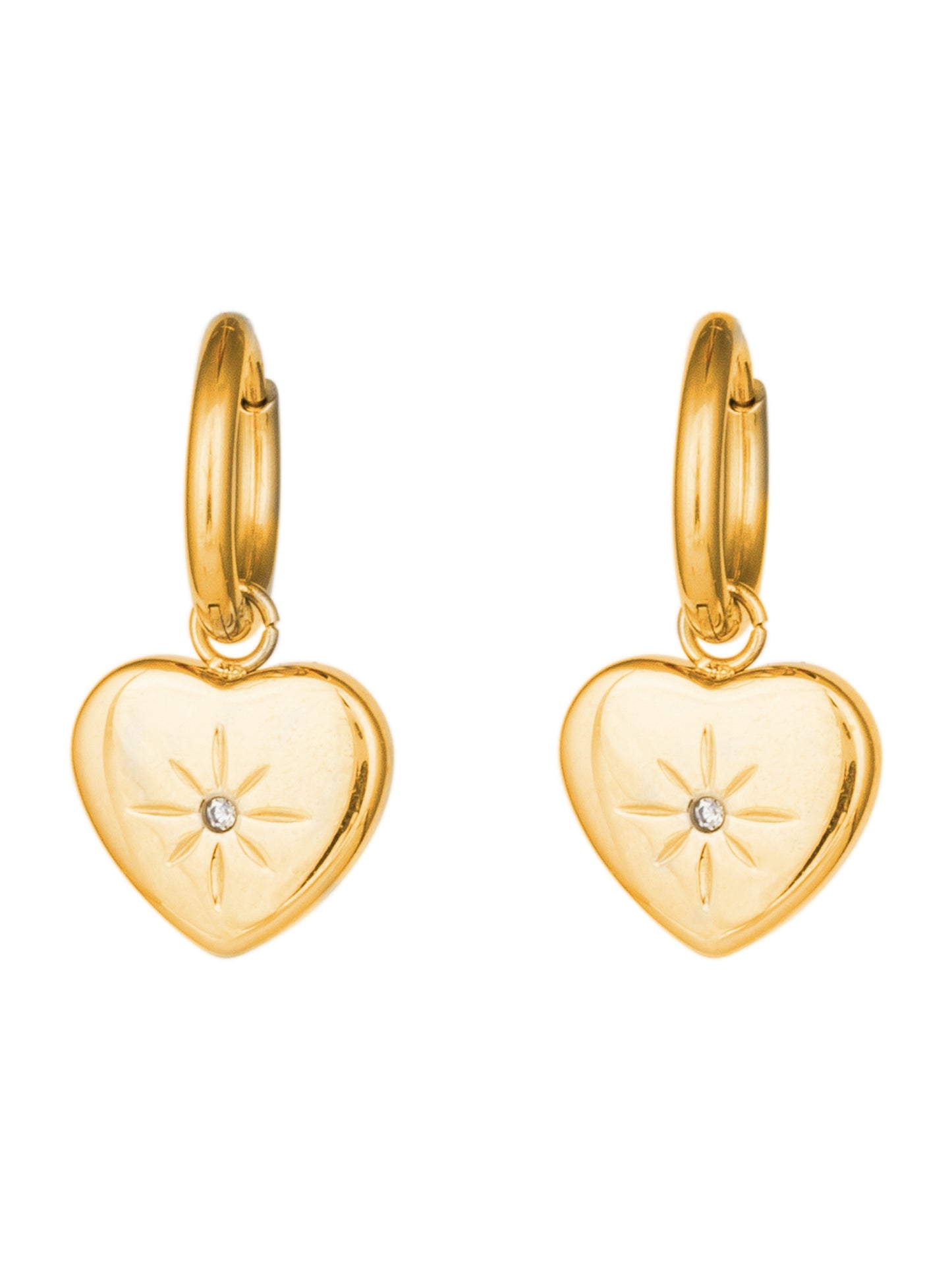 Golden Heart Drop Earrings