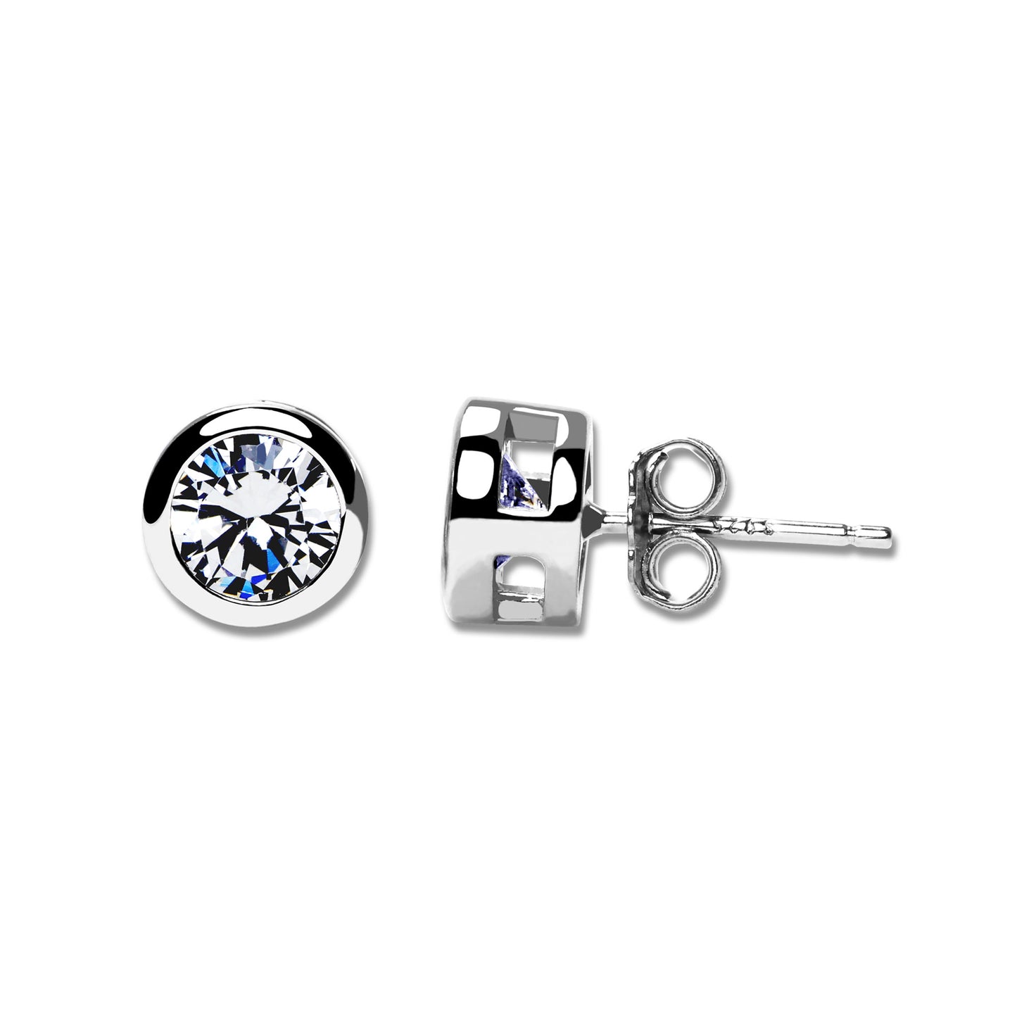 925 Sterling Silver Round Bezel studs Combo 7mm and 5mm