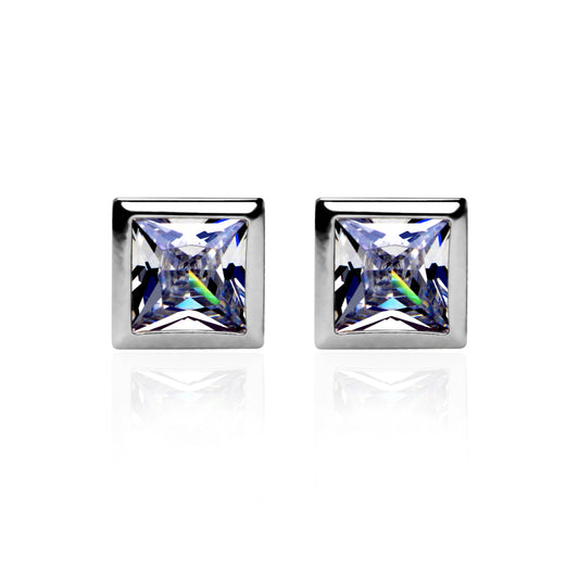 925 Sterling Silver Studs Square Bezel (5mm)