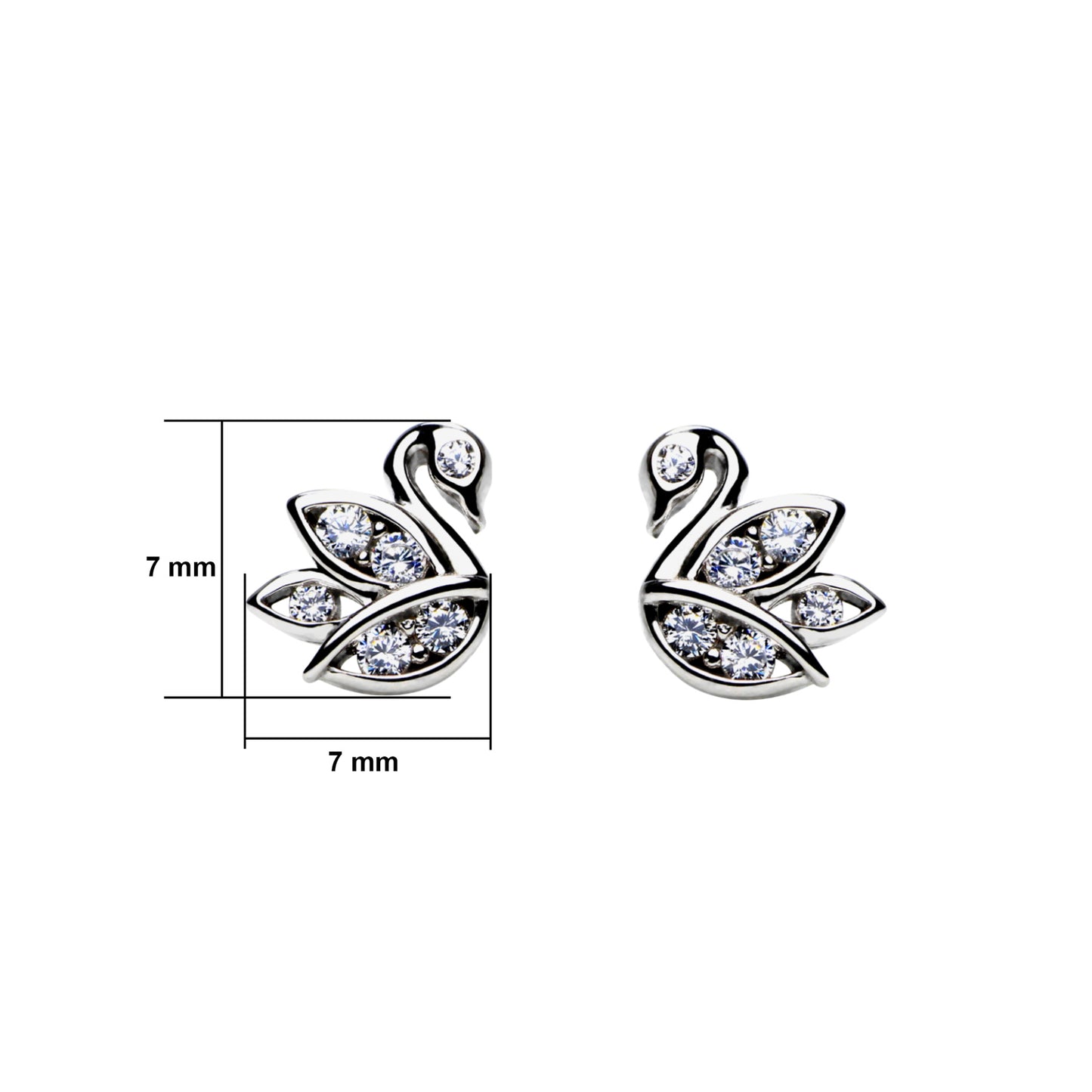 925 Sterling Silver White CZ Studded Swan