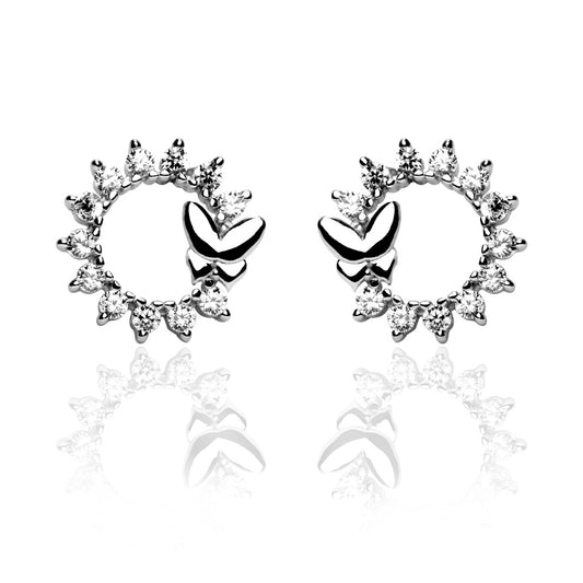 925 Sterling Silver Ring of Life Stud Earrings